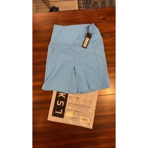 LSKD Elixir Mid Short Tights Azure Blue WTGH00306 High Waist Pockets Medium NWT